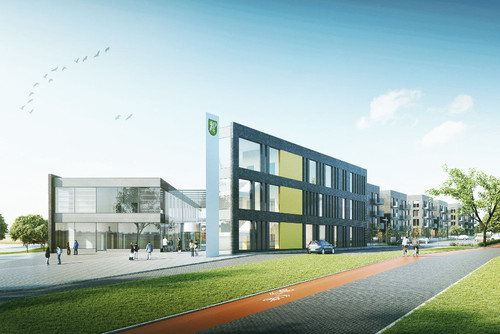 Centrum administacyjno-usługowe w Juszkowie - 1. miejsce w konkursie architektonicznym; autor: 3MA STUDIO Krzysztof Machiński