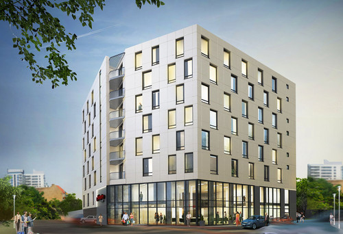 Hampton by Hilton Wrocław City Center West powstanie przy skrzyżowaniu ulic Sikorskiego i Rybackiej we Wrocławiu, fot. West Real Estate SA