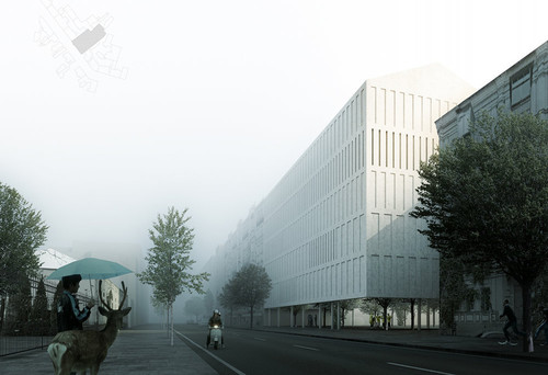 Koncepcja nowej fasady siedziby Ambasady RP w Kijowie na Ukrainie - I nagroda w konkursie MSZ; autorzy projektu: Dagna Badowska i Stanisław Ignaciuk