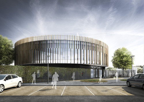 Projekt Mediateki książnicy płockiej – III nagroda w konkursie architektonicznym, autorzy: Krystian Krawczyk, Marcin Ustupski-Kaźmik, Przemysław Loesch