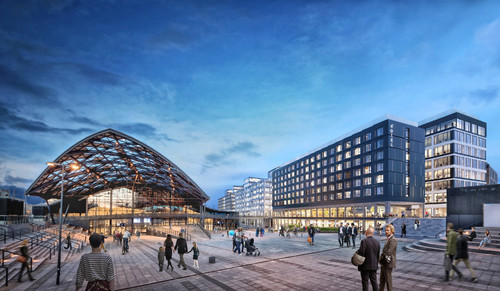Nowe Centrum Łodzi - widok z placu dworcowego