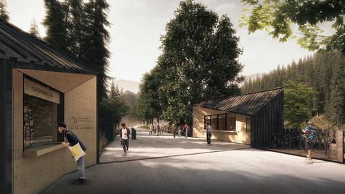 Nowe wejścia do Tatrzańskiego Parku Narodowego - 1. nagroda w konkursie architektonicznym; autor: 2pm 