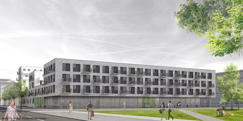 III nagroda na opracowanie koncepcji zabudowy mieszkaniowej wielorodzinnej, z zagospodarowaniem terenu i przyłączeniem do sieci miejskich we Wrocławiu, na terenie osiedla Nowe Żerniki. Autor projektu: Aleksandra Doniec