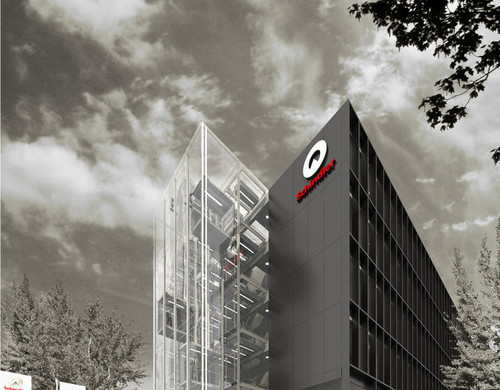 Wyróżnienie równorzędne w konkursie na opracowanie koncepcji architektoniczno-budowlanej nowego budynku biurowego firmy Schindler. Autor projektu: Bulanda Mucha Architekci 