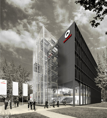 Wyróżnienie równorzędne w konkursie na opracowanie koncepcji architektoniczno-budowlanej nowego budynku biurowego firmy Schindler. Autor projektu: Bulanda Mucha Architekci 