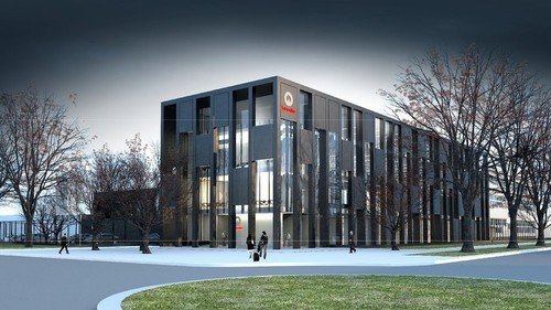 Wyróżnienie równorzędne w konkursie na opracowanie koncepcji architektoniczno-budowlanej nowego budynku biurowego firmy Schindler. Autor projektu: Nizio Design International – Mirosław Nizio 