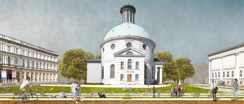 Koncepcja modernizacji Placu Małachowskiego w Warszawie - II miejsce w konkursie ze wskazaniem do realizacji. Autorzy: Grzegorz Stiasny, Jakub Wacławek, Jan Bagiński, Filip Dzimwasha, Adam Kluczek, Karolina Kuczyńska