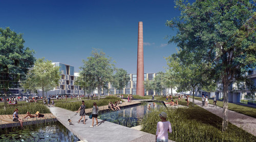 Zwycięski projekt na koncepcję zagospodarowania części terenów poprzemysłowych Targówka Fabrycznego w Warszawie; autor: pracownia Brzozowki Grabowiecki Architekci