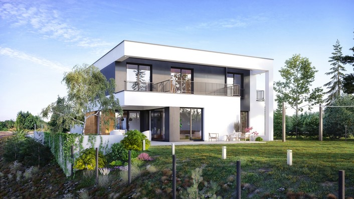 widok domu od storny skarpy