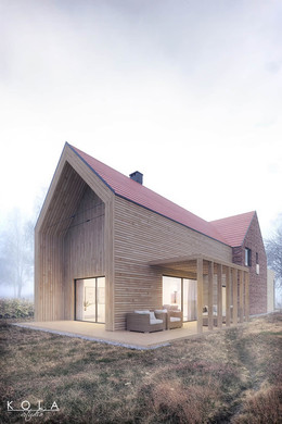 Wizualizacja domu jednorodzinnego w drewnie