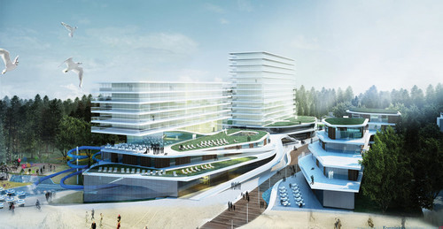 Projekt autorstwa pracowni architektonicznej Piotr Płaskowicki & Partnerzy Architekci z Warszawy, zajął III miejsce w konkursie koncepcję inwestycji hotelowo-apartamentowo-rozrywkowej z nową promenadą zwieńczoną molem – Baltic Park Molo w Świnoujściu.