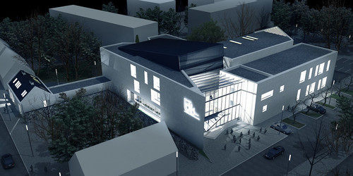 Bielskie Centrum Kultury. Arch. Ireneusz Maksymiuk. Projekt zajął I miejsce w konkursie a opracowanie koncepcji architektoniczno-urbanistycznej rozbudowy, przebudowy i nadbudowy istniejących budynków.