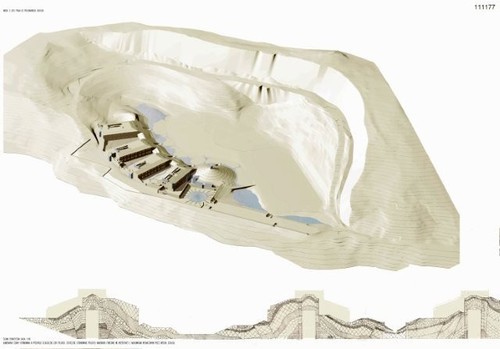 Pierwsza nagroda, przyznana pracowni architektonicznej prof. Marka Budzyńskiego w konkursie na koncepcję architektoniczno-budowlaną Europejskiego Centrum Edukacji Geologicznej w Chęcinach