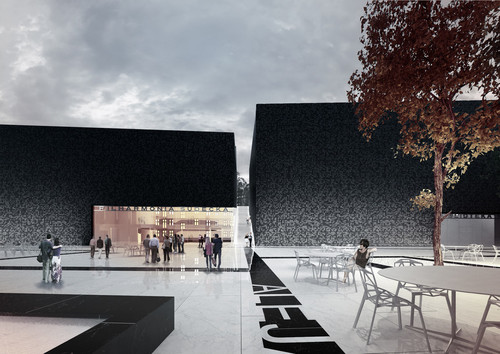 Górniczy dom kultury – III nagroda w konkursie; autor: PAG Pracownia Architektury Głowacki / Widok na Plac