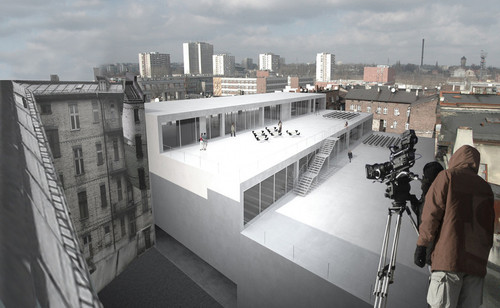 II nagroda w konkursie na opracowanie koncepcji urbanistyczno-architektonicznej nowej siedziby Wydziału Radia i Telewizji im. Krzysztofa Kieślowskiego Uniwersytetu Śląskiego w Katowicach. Autorzy projketu: arch. arch. Jakub Korfanty, Aleksander Palka, Adam Wanatowicz z Katowic. 