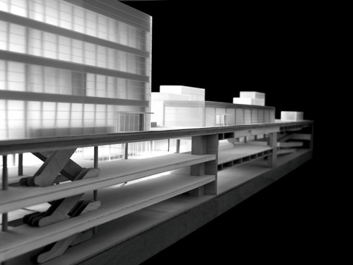 Muzeum Śląskie. Model głównego gmachu ukazujący kondygnacje podziemne i nadziemne. Autor projektu: Riegler Riewe Architekten ZT-Ges.m.b.H