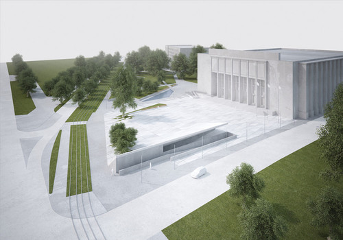 Plac przed Muzeum Narodowym w Krakowie - II miejsce w konkursie. Autorzy projektu: Katarzyna Lipska – Opalińska, Witold Opaliński i Michał Włoskowicz.