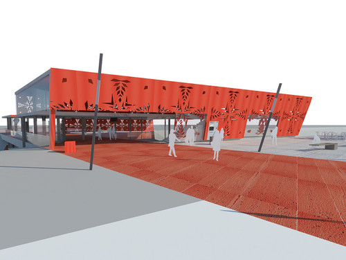 I miejsce w konkursie na koncepcję architektoniczną planowanych przystanków Pomorskiej Kolei Metropolitalnej w Gdańsku. Autor: Biuro Projektów Budownictwa Komunalnego z Gdańska.