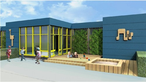 Przedszkole modułowe - projekt, który wygrał w konkursie na powtarzalne przedszkole modułowe w gdańśku. Autor projektu: Studio Projektowe PROFIL - Pracownia Autorska.