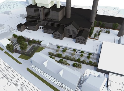 Projekt nagrodzony nagrodą główną w konkursie na pracowanie projektu koncepcyjnego reprezentacyjnej strefy wejściowej do zabytkowych obiektów Elektrociepłowni w Zabrzu. Autorzy projektu: Katarzyna Magiera i Piotr Furman