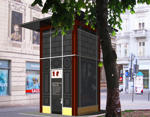 Wyróżnienie równorzędne II stopnia w konkursie na toaletę publiczną w Łodzi. Autorzy projektu: architekci Marcin M. Sieradzki i Bartłomiej Kuriata