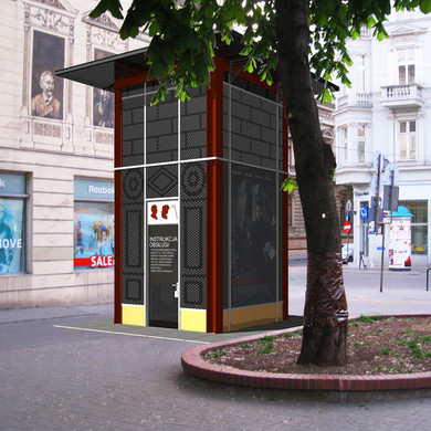 Wyróżnienie równorzędne II stopnia w konkursie na toaletę publiczną w Łodzi. Autorzy projektu: architekci Marcin M. Sieradzki i Bartłomiej Kuriata