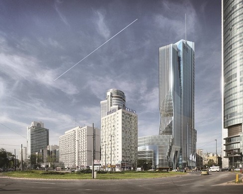 Zespół budynków biurowo–usługowo–hotelowo–handlowych. Autor projektu: Polsko-Belgijska Pracownia Architektury Sp. z o.o. arch. Adam Wagner, arch. Paweł Strug, arch. Alicja Górecka, arch. Marcin Latuszek