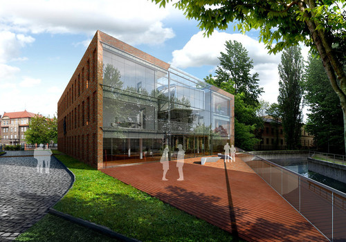 Zwycięski, konkursowy projekt na nową siedzibę Wojewódzkiego Funduszu Ochrony Środowiska i Gospodarki Wodnej w Gdańsku. Autor: A-Plan bis.