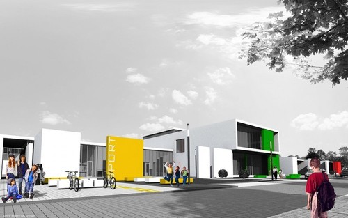 Projekt zwycięski w konkursie na opracowanie koncepcji architektoniczno – urbanistycznej Zespołu Szkolno-Przedszkolnego w Tyńcu Małym, autor projektu: pracownia AGP z Wrocławia