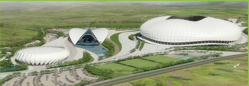 Praca zwycięska w konkursie na kompleks sportowy w Algierii; autorzy projektu: Modern Construction Systems Sp. z o.o. z Polski i Concept Design z Algierii.