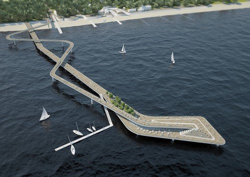 molo w Niechorzu - MXL4 architekci - I nagroda w konkursie na opracowanie koncepcji rozwiązań   architektonicznych projektu pomostu spacerowo-cumowniczego z zespołem   usługowym w Niechorzu.