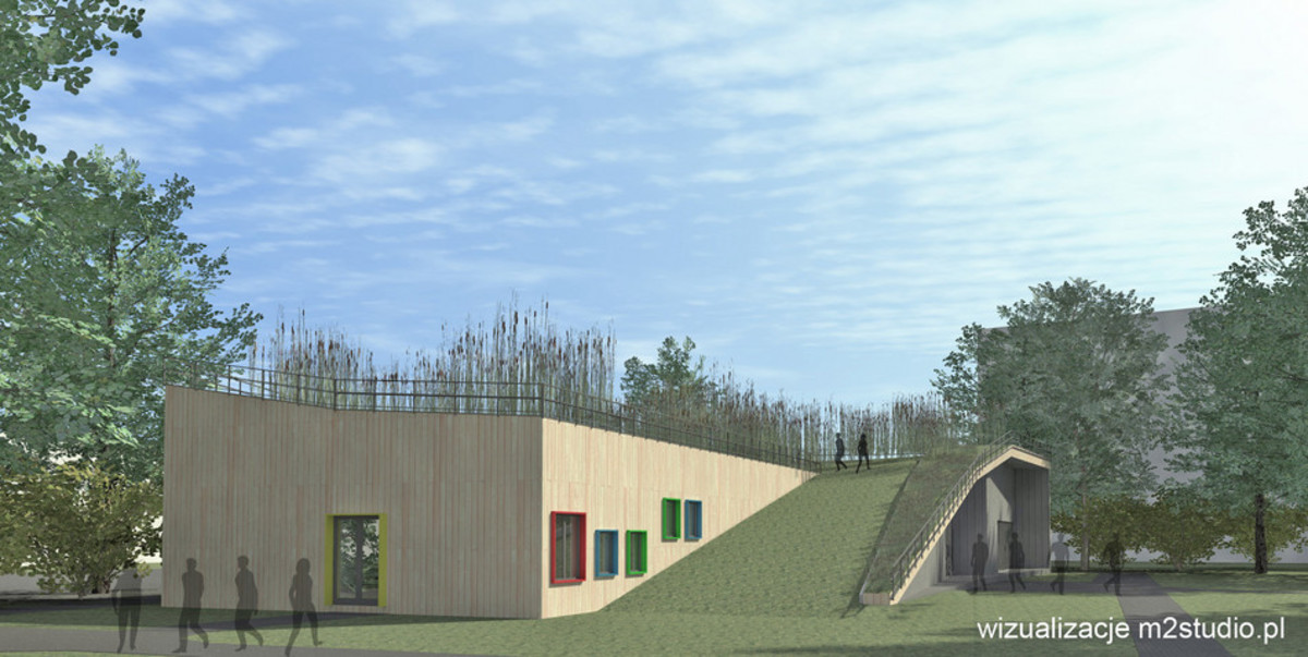 Projekt  nowego budynku SIEDZIBY PLACÓWKI WYCHOWANIA POZASZKOLNEGO (Ogród JORDANOWSKI XIV), projekt: m2studio