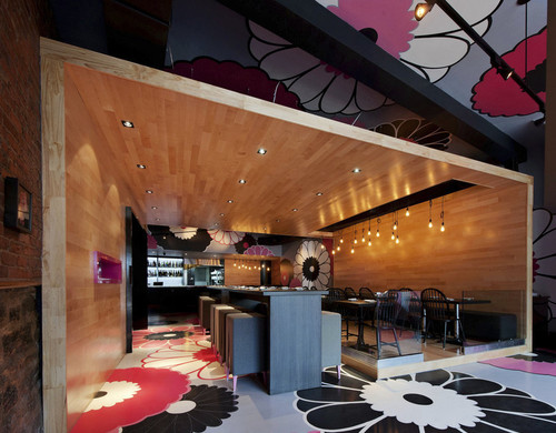 Japońskie bistro Kinoya w Montrealu, projekt: Jean de Lessard