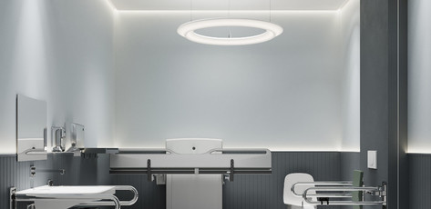 Publiczna łazienka z wyposażeniem dla niepełnosprawnych